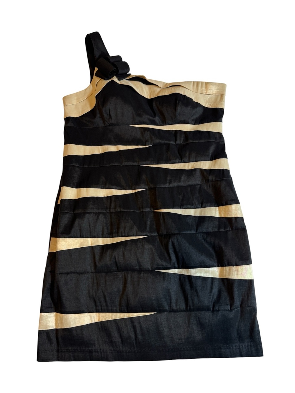 NWT Vintage Scarlett Nite Womens One-Shoulder Cocktail Dress Size 16 Black Cream